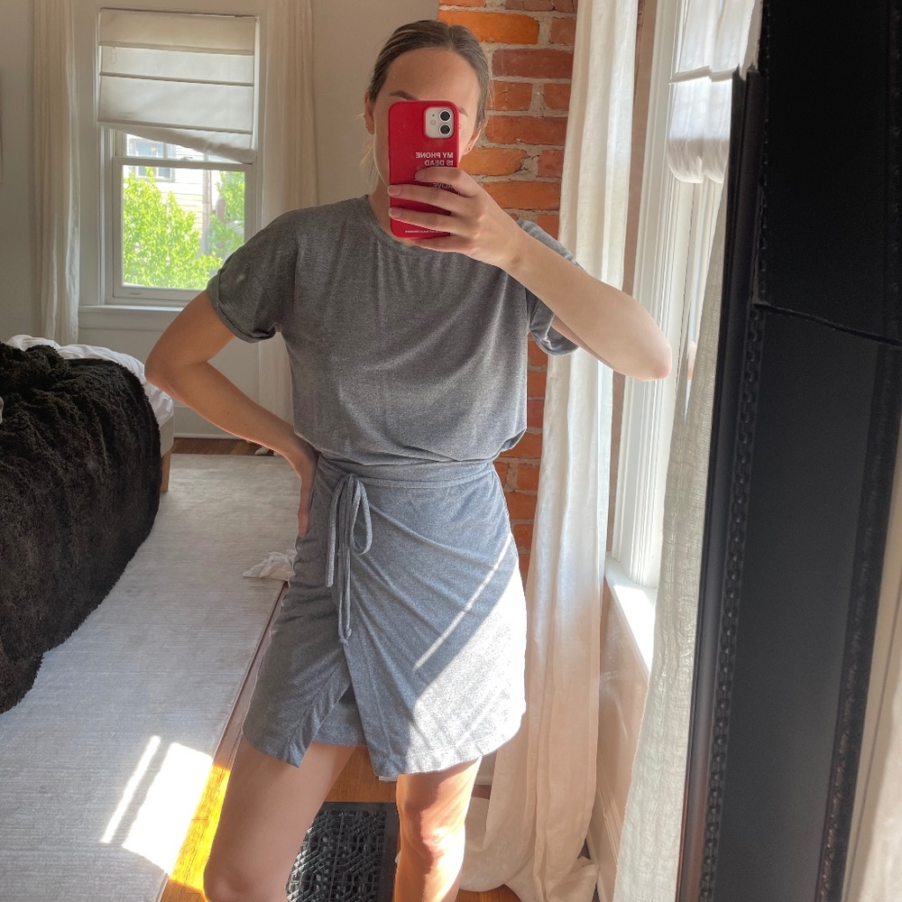 Heather Grey T-Shirt Wrap Dress